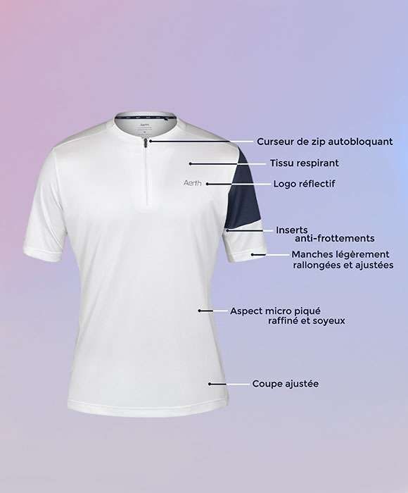 Image 3D du Signature Tee Shirt Aerth Homme en coloris Lunar white incluant des indications techniques
