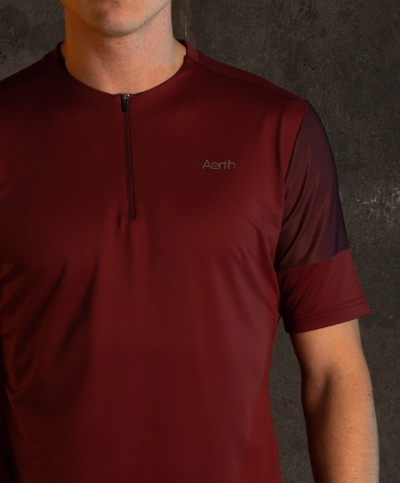 Aerth Signature | Men's Half Zip Tee-shirt  in colorway Sky Blood - athletic and elegant