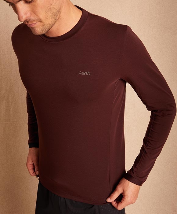 Aerth Baserun Tee | Long Sleeves Running Tshirt for Men | coloway : Bordeaux