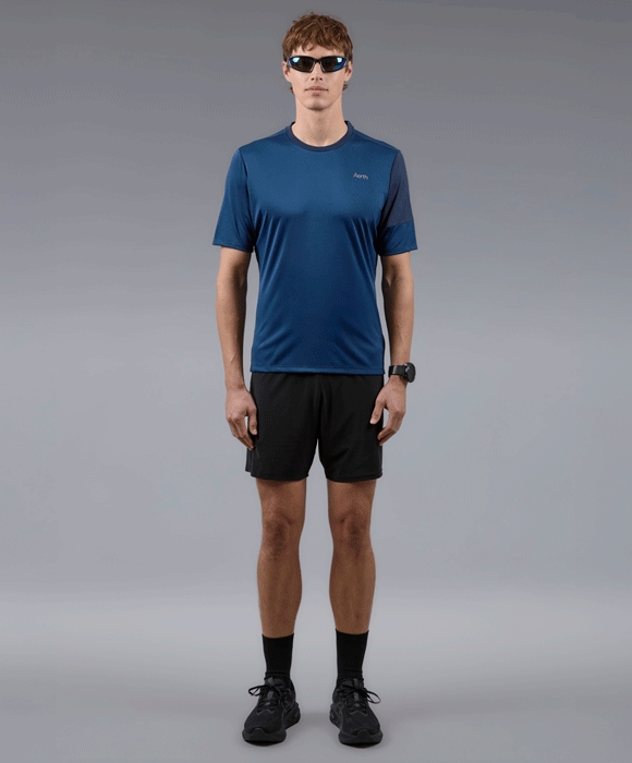 Running Tee pour homme bleu manches courtes