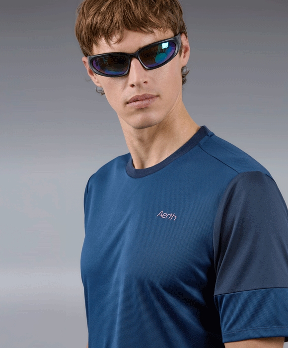 Running Tee pour homme bleu manches courtes