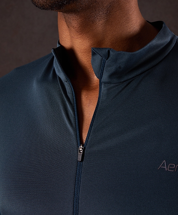 Men's Half Zip Tee-shirt Aerth Signature in colorway Sky Blood - athletic and elegant